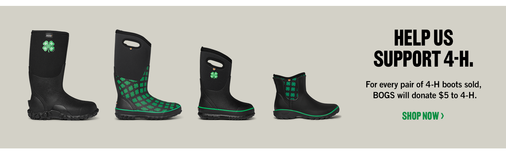 Support 4-H. We Do. Help Support by purchasing 4-H boots, $5 of your purchase goes back to the 4-H organization.